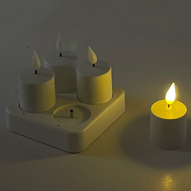 KSWING White Plastic Candle Lights Electronic Candle Flameless Candle Rechargeable LED tea light