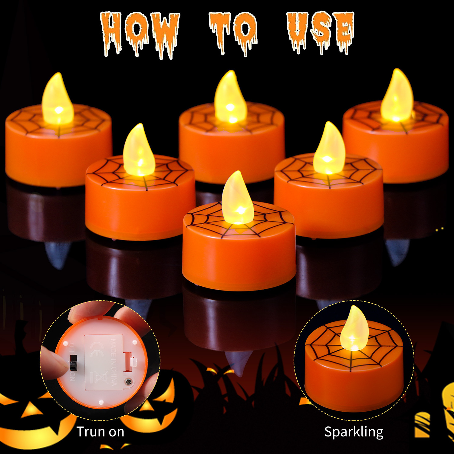 KSWING halloween decoration plastic candles Holiday Decor led candle tea light