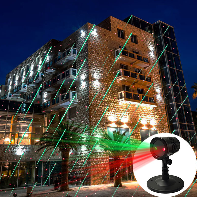 KSWING LED laser light with Red and Green lasers  meteor shower  moving outdoor could solar waterproof decoration light