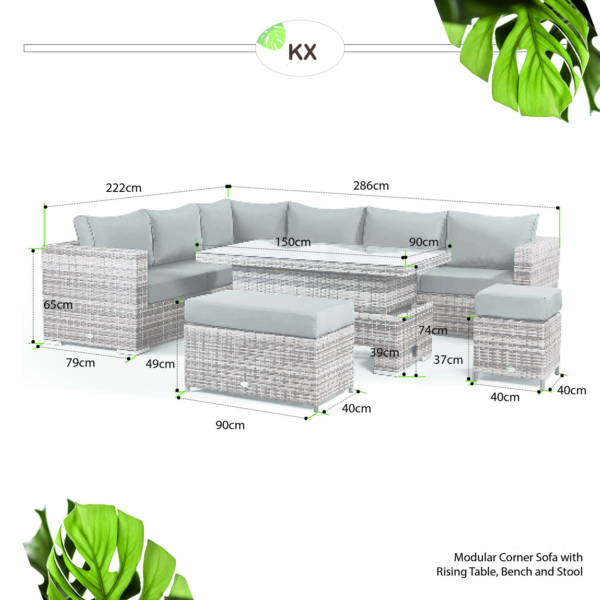 Patio Garden Furniture 4 Seater or 5 Seater Cheap Rattan Outdoor Plastic Sofa Set Black Waterproof Party Seat