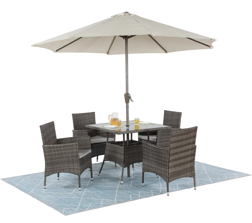 Patio Brown Color 5 pcs rattan dining outdoor chairs and table furniture set