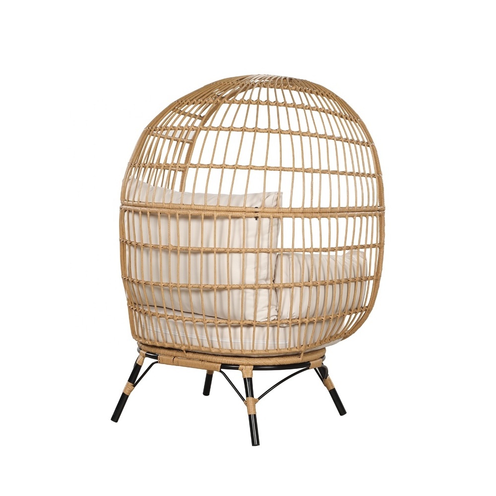 Garden Patio Stylish Oversized Egg Stand Chair in Natural Rattan Color