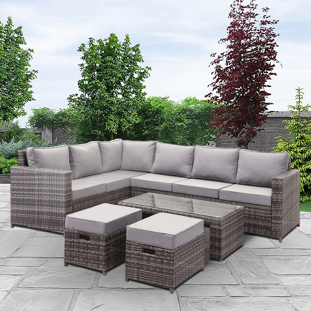 2023 Factory Wholesale Outdoor New Rattan Thick Cushion Sectional Not K/D Garden Furniture Set