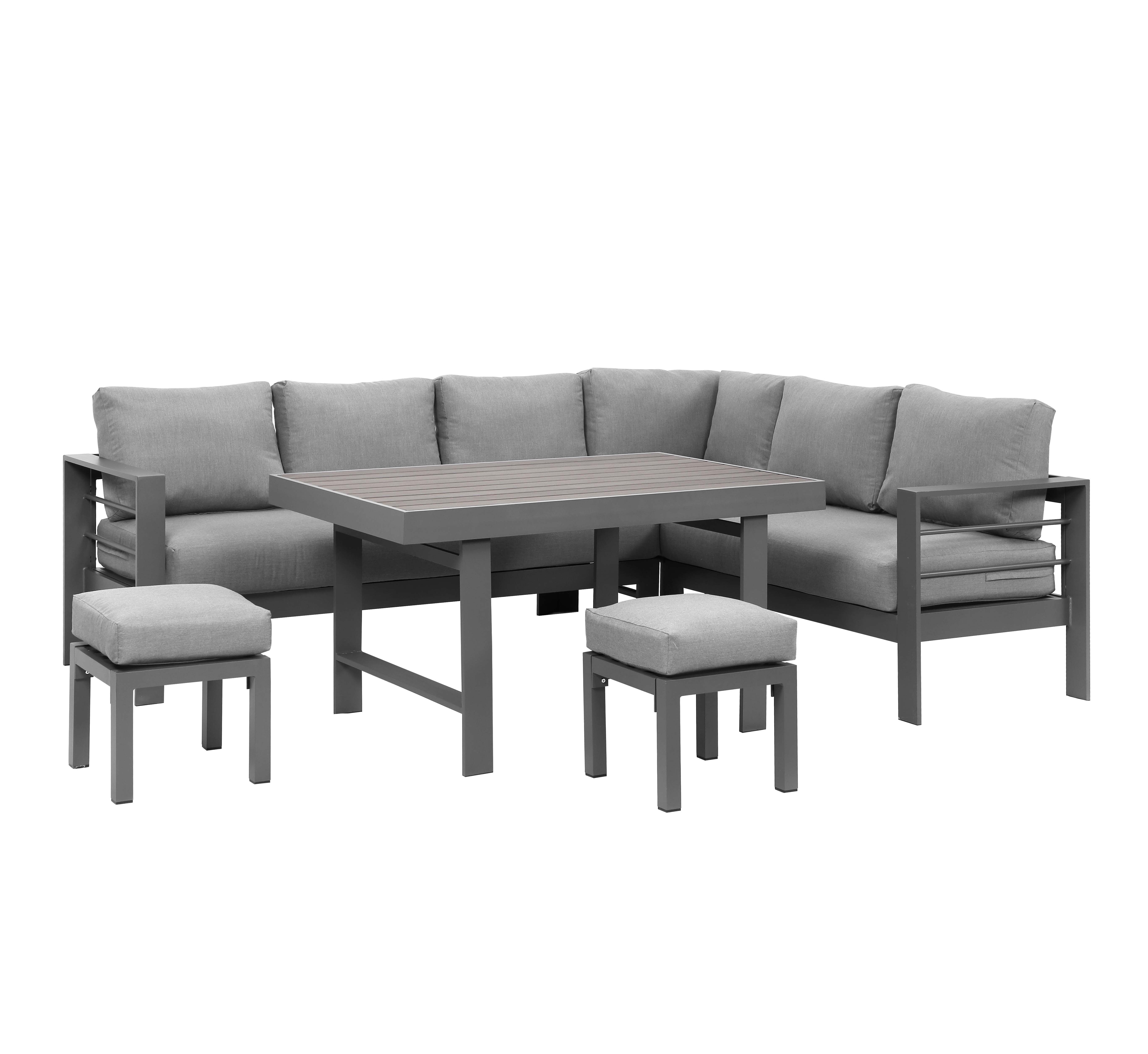 All-weather Modern Metal Frame Sectional Aluminum Dark Grey Sofa Set Outdoor Furniture