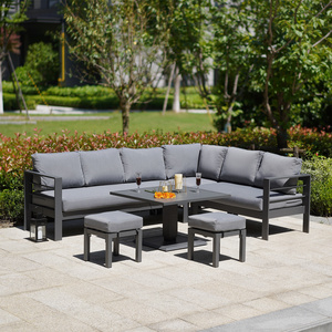 metal material garden sectional design set L shape outdoor patio sofa furniture