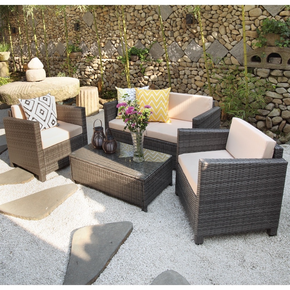 4pcs Leisure KD Design Garden Sets Outdoor Rattan Furniture