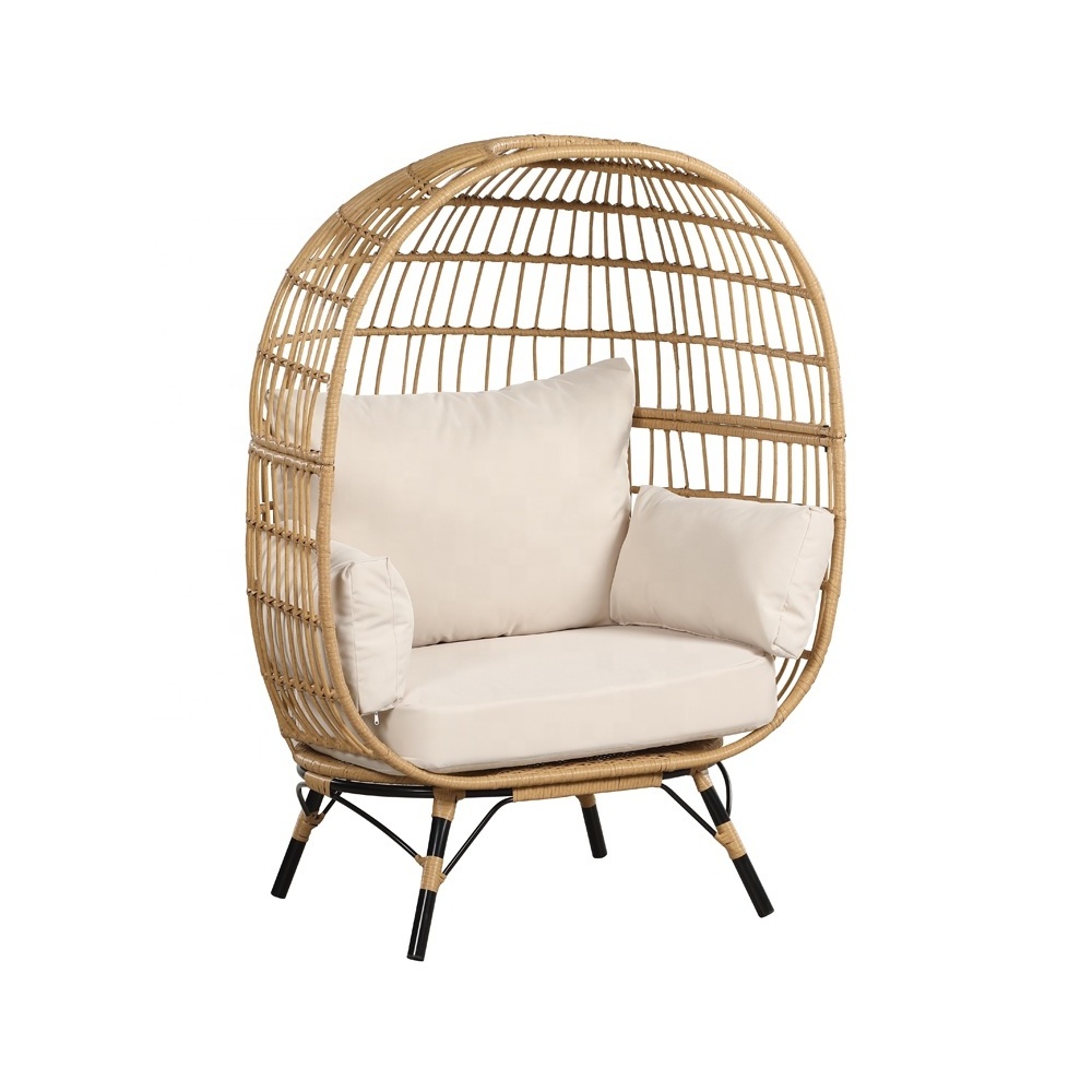 Garden Patio Stylish Oversized Egg Stand Chair in Natural Rattan Color