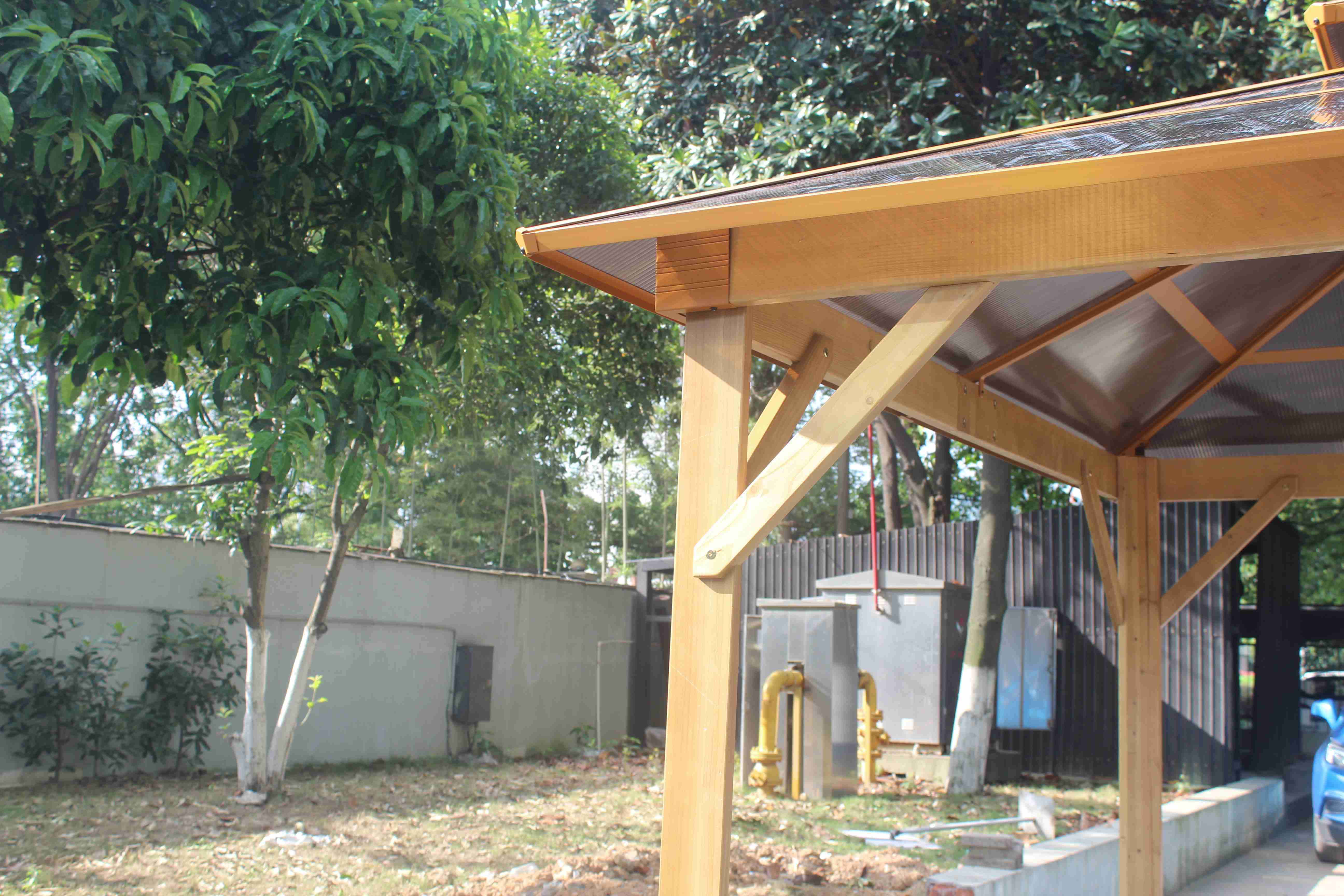 Wooden Double Roof Design Luxury Aluminum Gazebo Garden Opening Gazebo