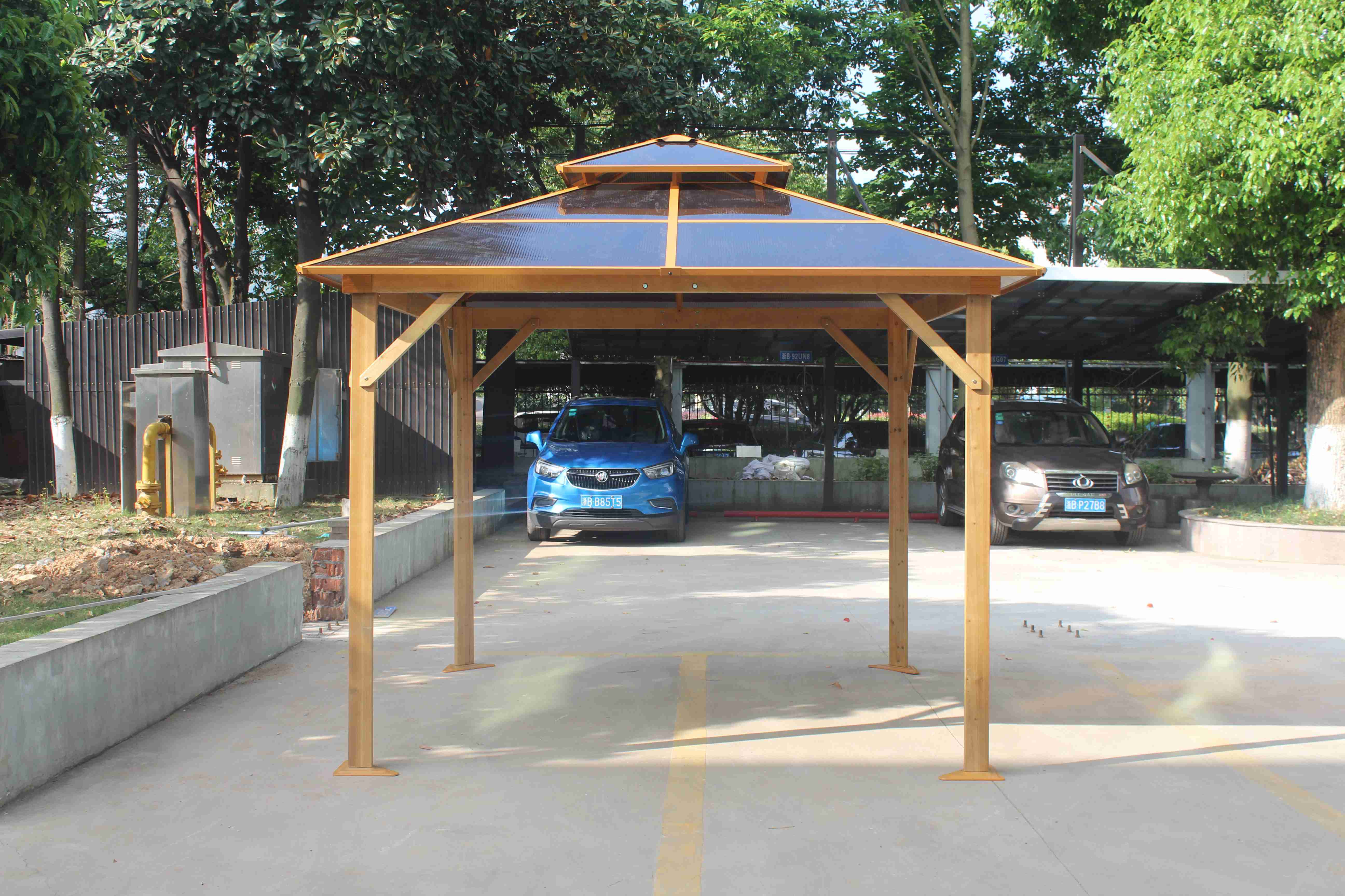 Wooden Double Roof Design Luxury Aluminum Gazebo Garden Opening Gazebo