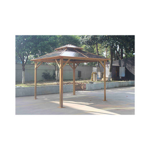 Wooden Double Roof Design Luxury Aluminum Gazebo Garden Opening Gazebo