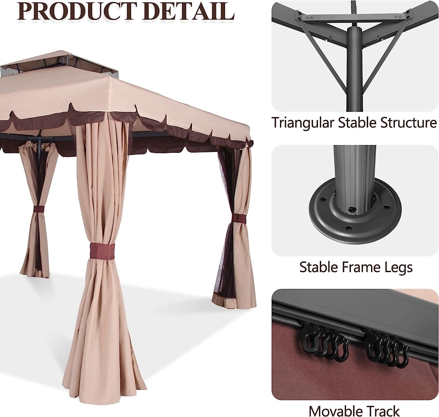 Factory Price Big Size Wooden Garden Wood With Roof Metal Frame Gazebo