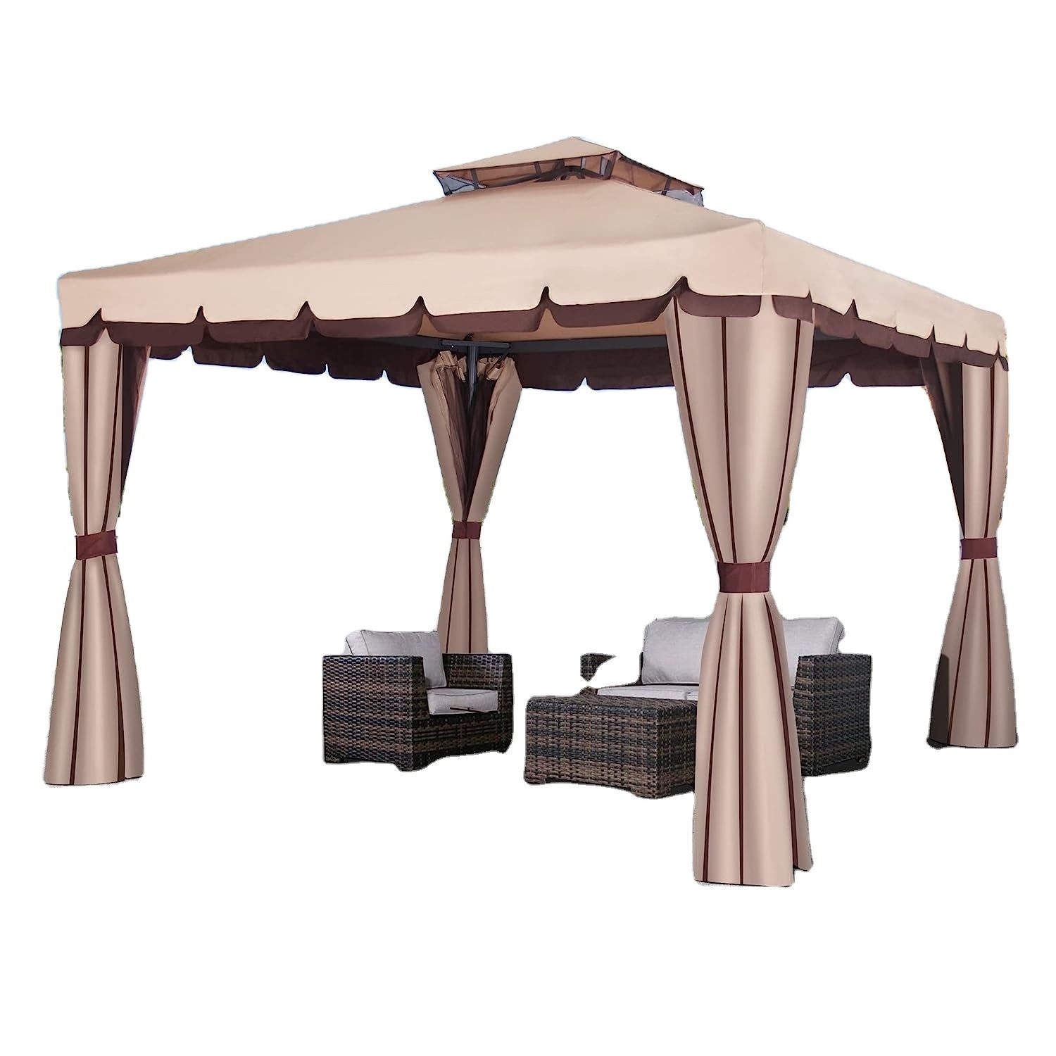 Factory Price Big Size Wooden Garden Wood With Roof Metal Frame Gazebo