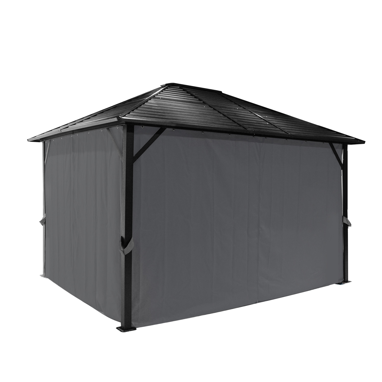 Kozen10*12ft.Steel -plate Roof Gazebo hardtop with Netting and Curtains for multipurpose outdoor