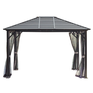 Kozen 10' x 12' Hardtop Gazebo Canopy with Galvanized Steel double Roof Aluminum Frame, Outdoor Gazebo with Netting and Curtains