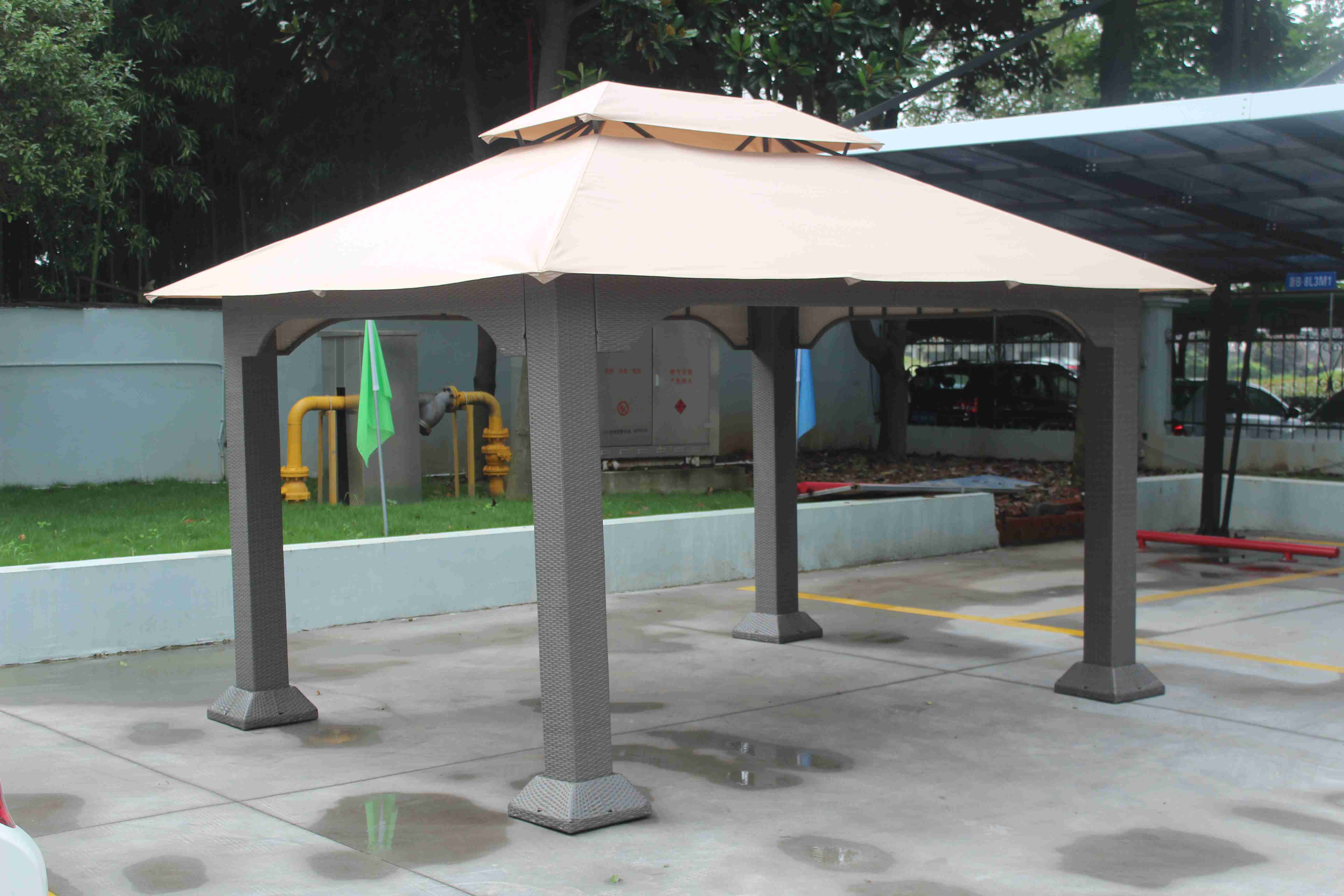 Light Color Canopy Design Large Gazebos Steel  Aluminum Garden Metal Panel Top Gazebo