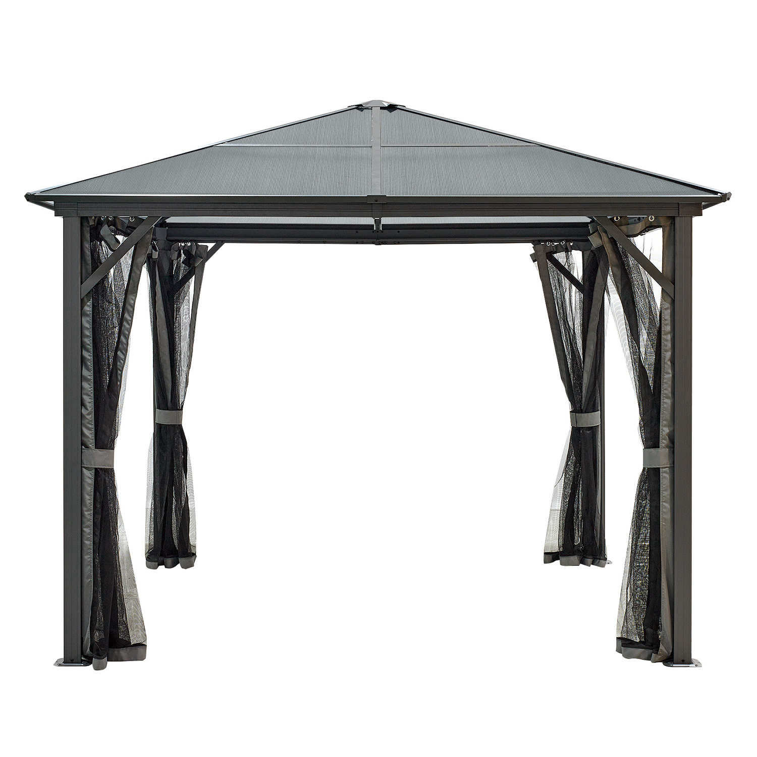 Kozen Hardtop Gazebo 10'x 13' Polycarbonate Single Roof Aluminum Furniture Gazebo with curtains for Backyard