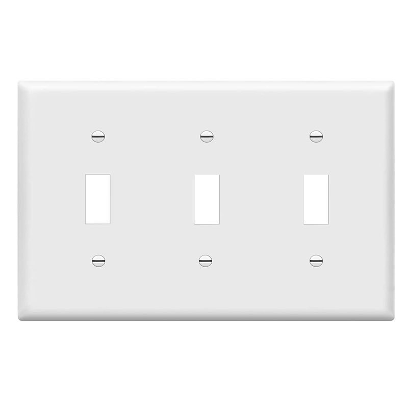 Triple Light Switch Wall Plate Gloss Finish Standard Size 3-Gang electrical decorative Unbreakable Cover Guard PC 8813-W White