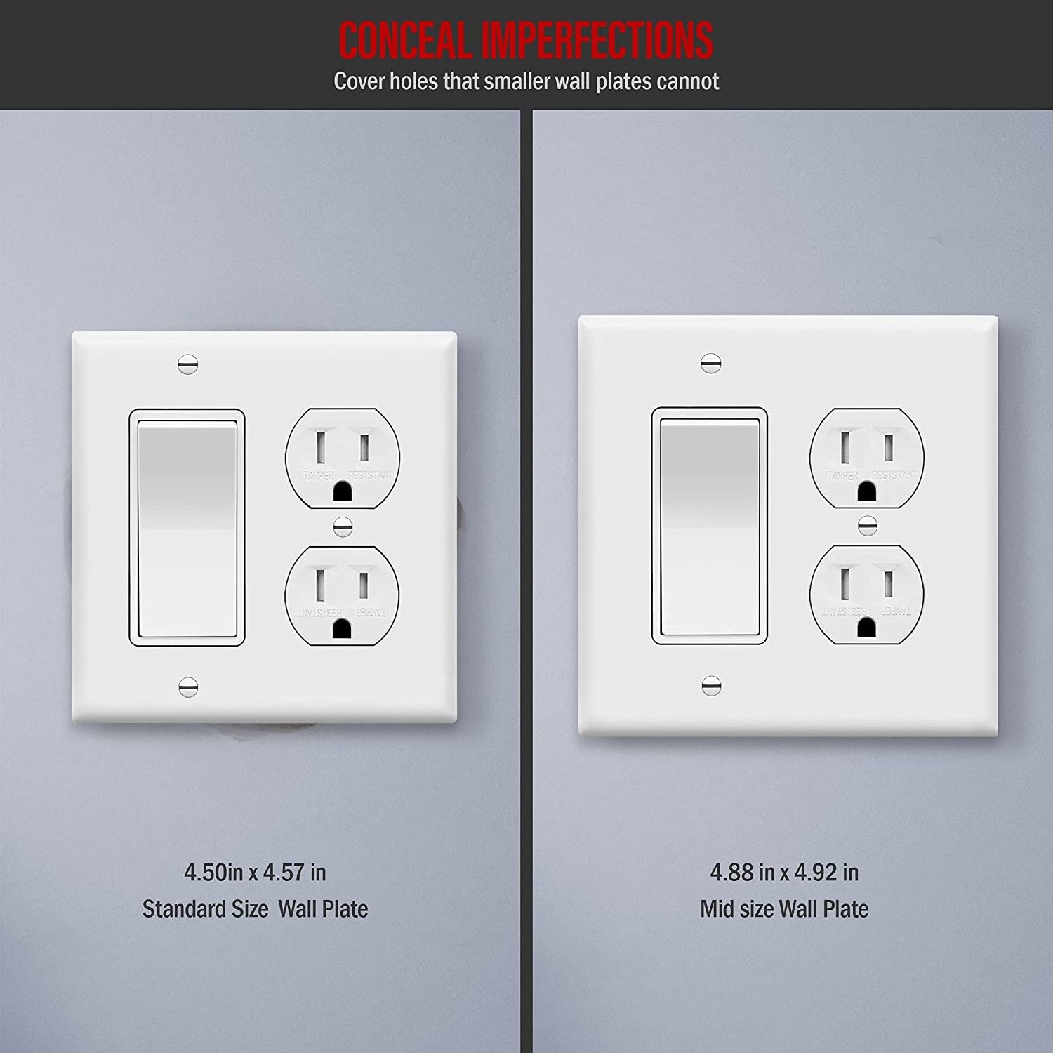 Combination Duplex Receptacle Outlet Decorator Rocker Light Switch Wall Plate Cover  2-Gang 882131-W Design Jumbo switch plates