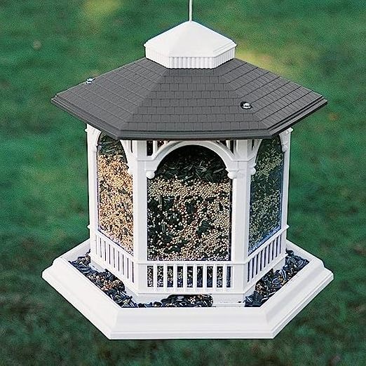 Deluxe Gazebo Wild Bird Feeder Audubon Hopper Whimsical Design Hang Backyard Hexagon Shaped Garden Terrace Yard Outdoors House