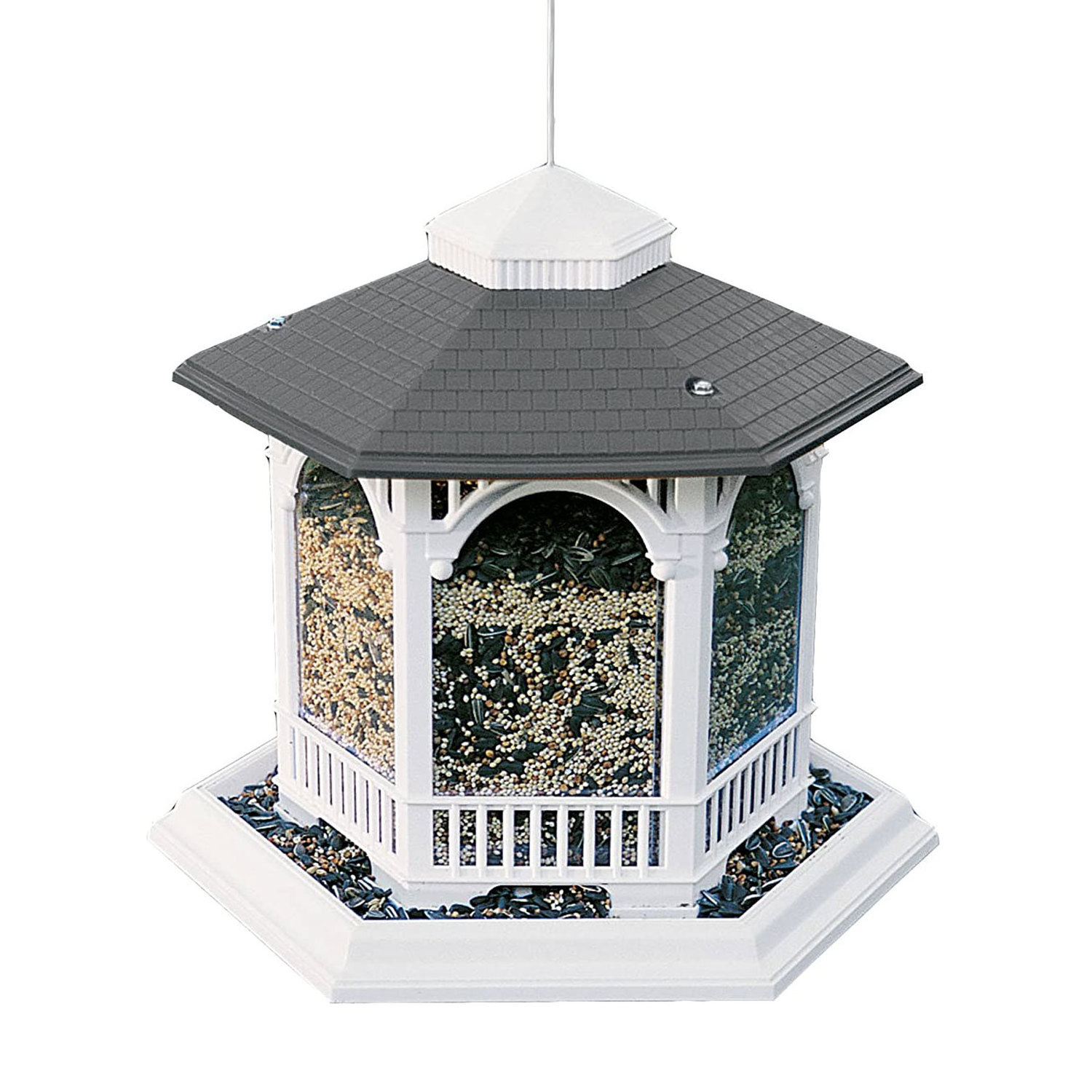 Deluxe Gazebo Wild Bird Feeder Audubon Hopper Whimsical Design Hang Backyard Hexagon Shaped Garden Terrace Yard Outdoors House