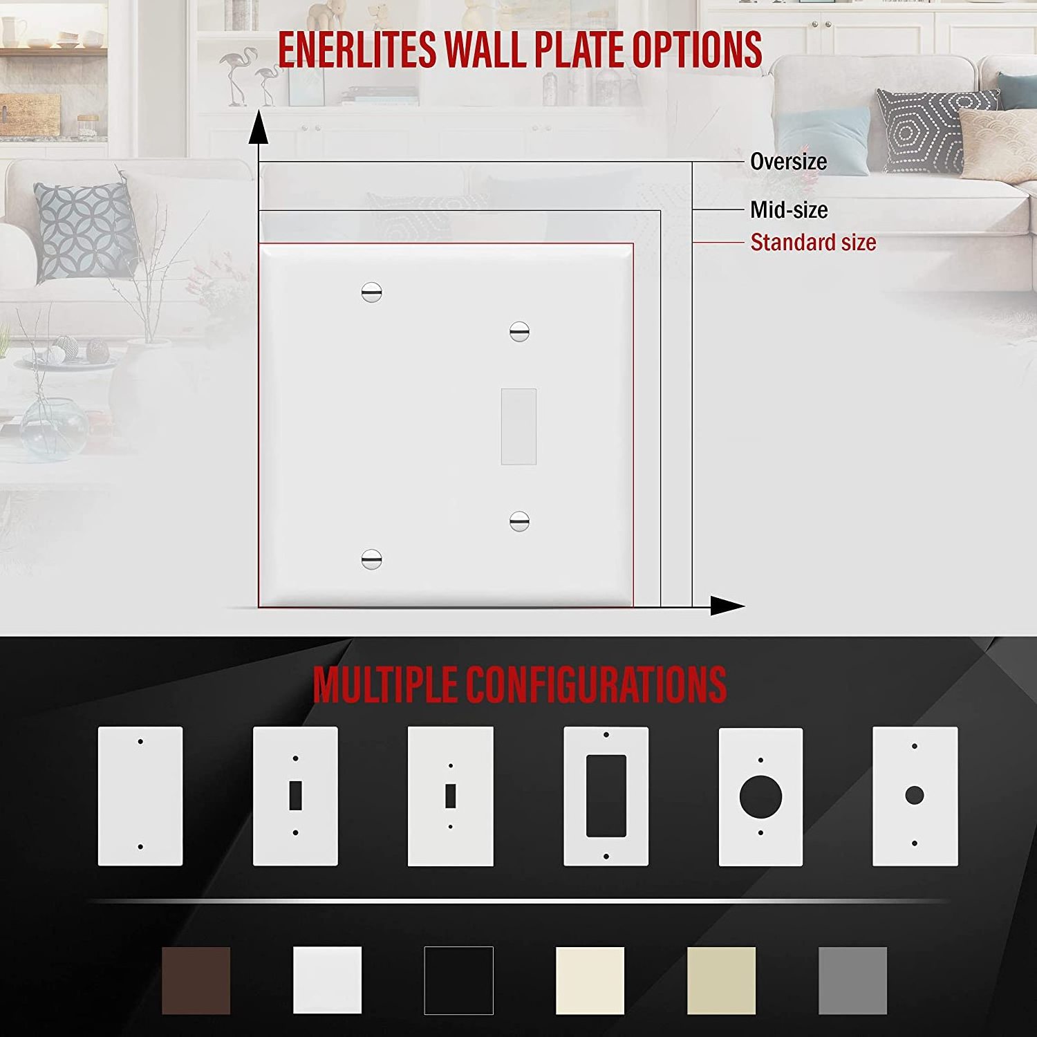 Combination Toggle Switch Blank Device Wall Plate Standard Size 2-Gang Light Switch Cover C660T1B1-W White Electrical Wallplates