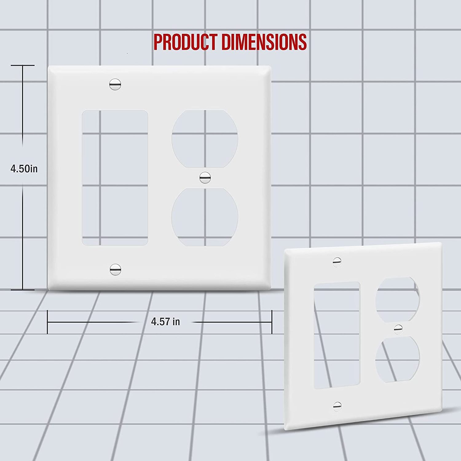 Combination Duplex Receptacle Outlet Decorator Rocker Light Switch Wall Plate Cover  2-Gang C660D1R1 Design Jumbo switch plates