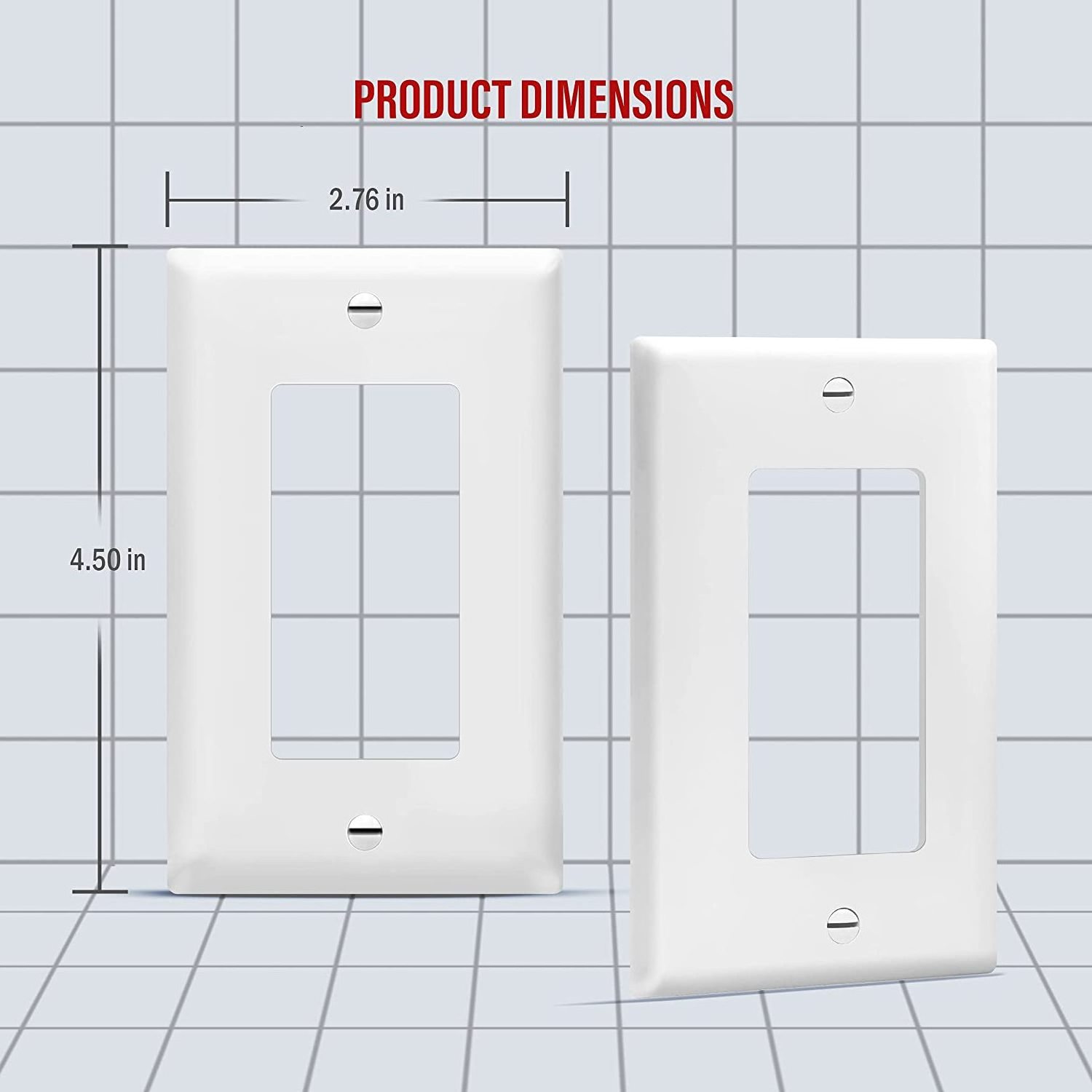 Wholesale Decorator Light Switch or Receptacle Outlet Wall Plate Size 1-Gang C660R1-W-10PCS White  GFCI Plastic Wallplates