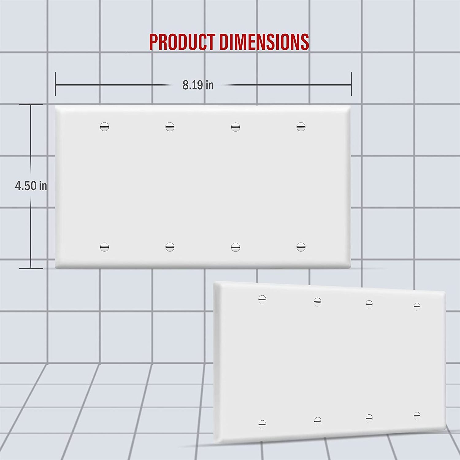 Blank Device Wall Plate Outlet Switch Cover Gloss Plastic Standard Size 4-Gang  Unbreakable Polycarbonate Thermoplastic  8804-W