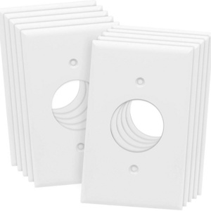 1.406" Hole Single Gang Receptacle Outlet Wall Plate Size 1-Gang Polycarbonate C660E1-W White lutron Electrical Wallplates Cover