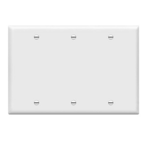 Blank Device Wall Plate Outlet Switch Cover Gloss Finish Plastic Standard Size 3-Gang  Polycarbonate Thermoplastic  8803-W White