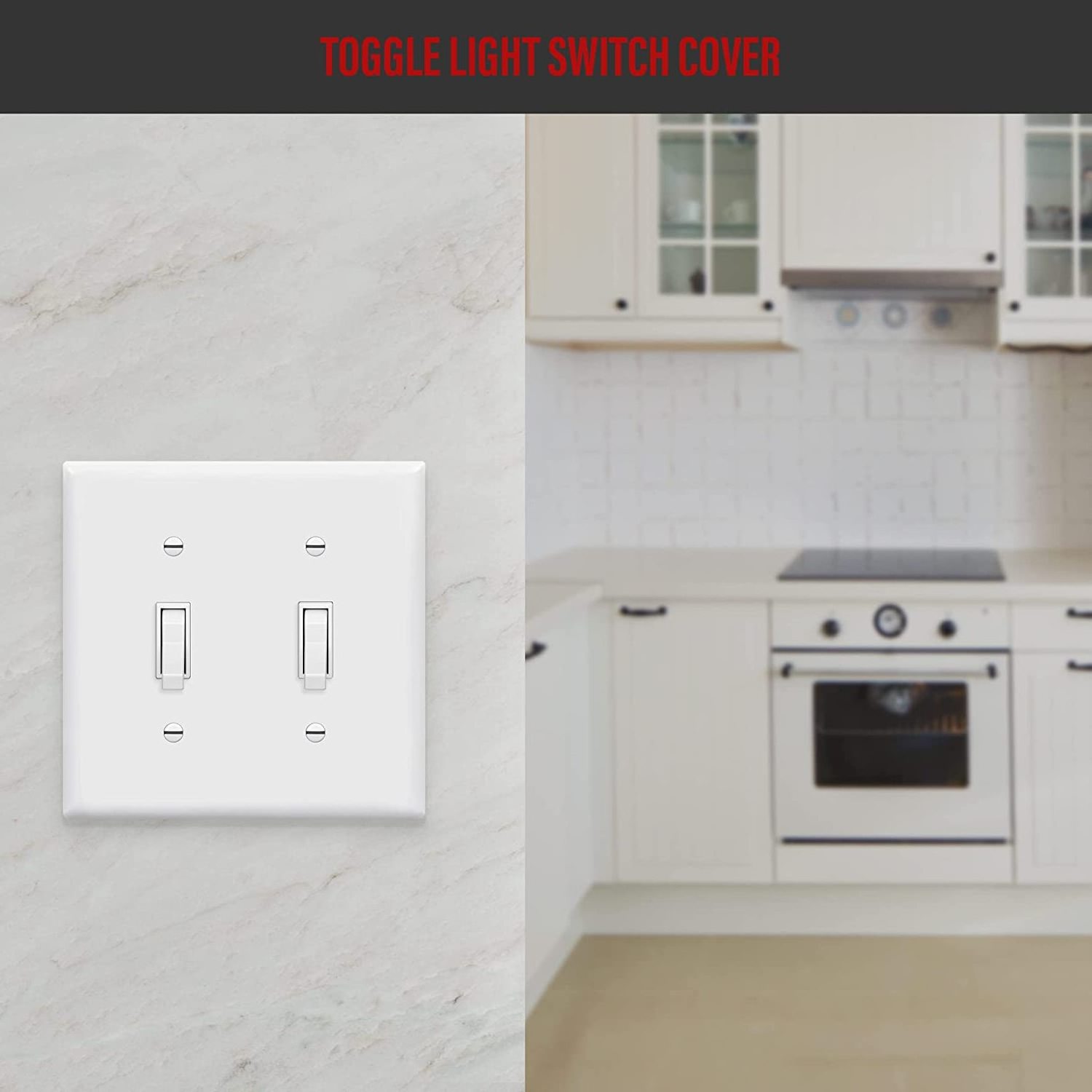 Toggle Light Switch Plastic Wall Plate 2-Gang electrical decorative Unbreakable Polycarbonate outlet Cover 8812-W White