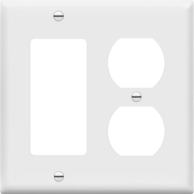 Combination Duplex Receptacle Outlet Decorator Rocker Light Switch Wall Plate Cover  2-Gang C660D1R1 Design Jumbo switch plates