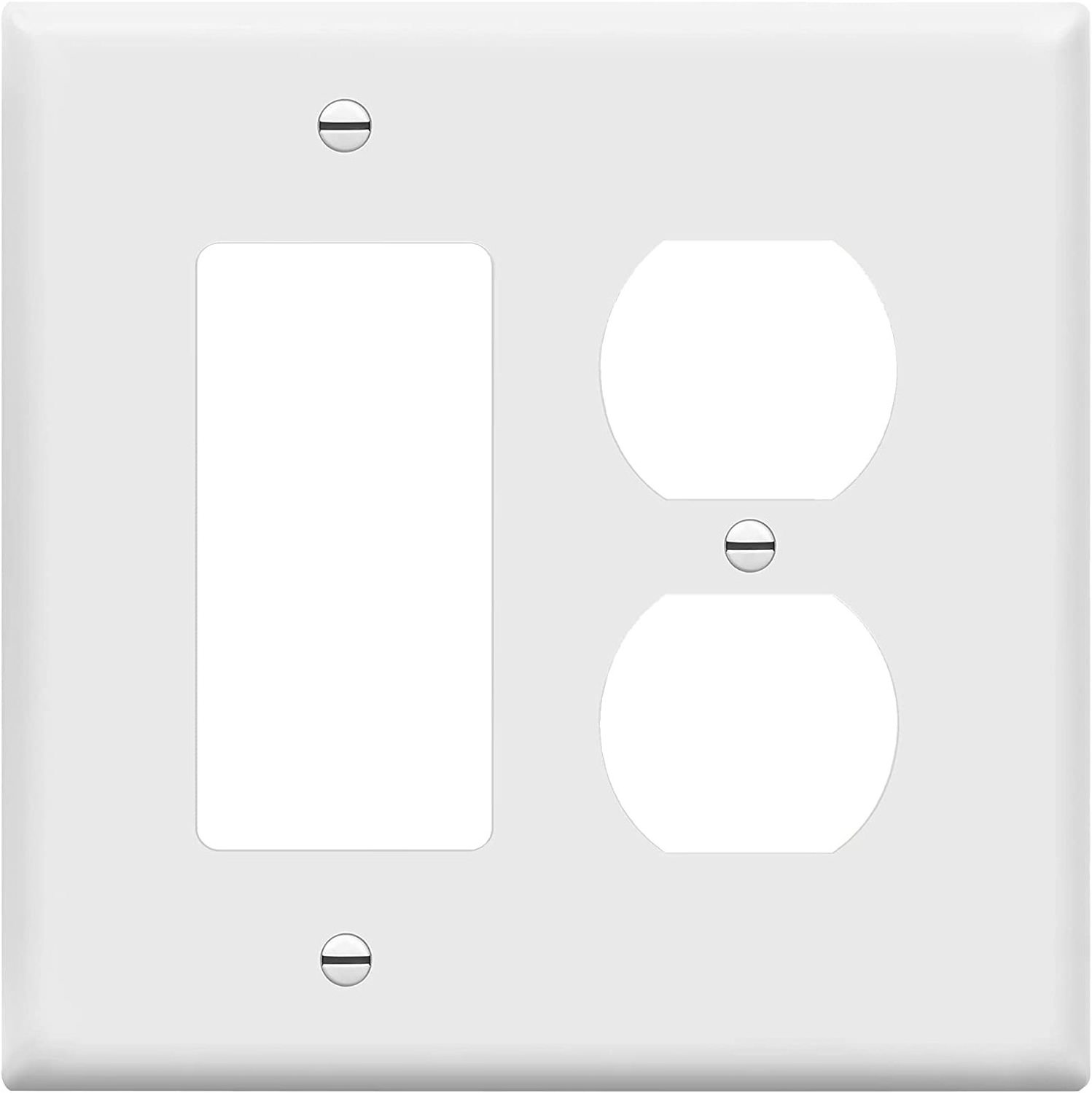 Combination Duplex Receptacle Outlet Decorator Rocker Light Switch Wall Plate Cover  2-Gang 882131-W Design Jumbo switch plates