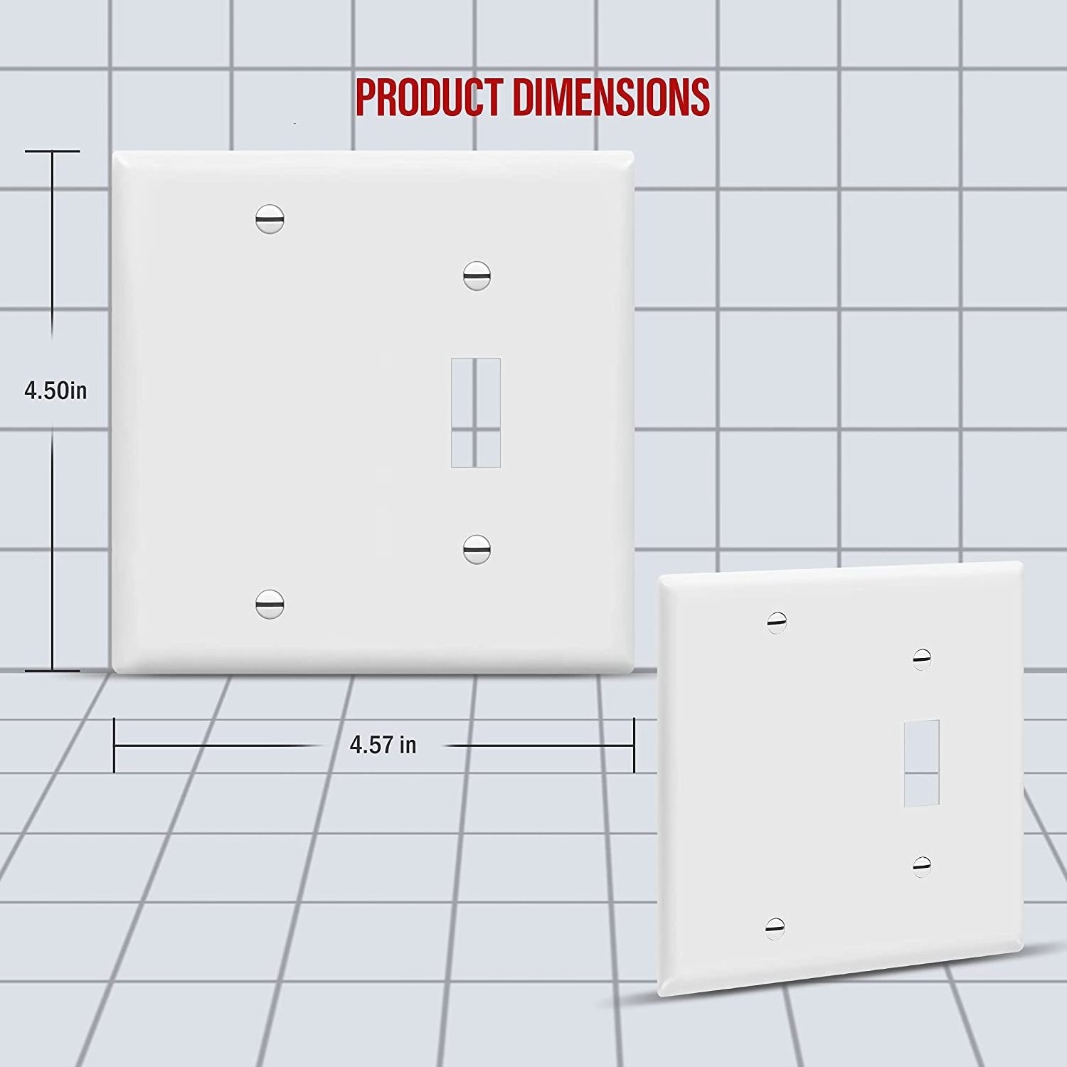 Combination Toggle Switch Blank Device Wall Plate Standard Size 2-Gang Light Switch Cover C660T1B1-W White Electrical Wallplates