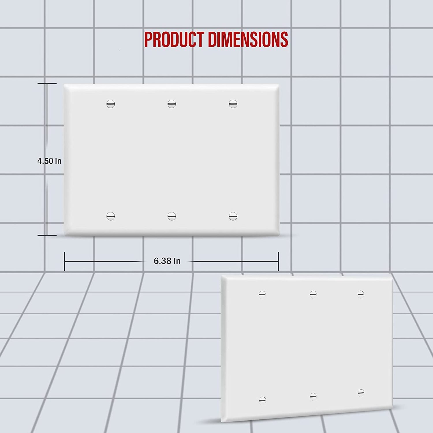 Blank Device Wall Plate Outlet Switch Cover Gloss Finish Plastic Standard Size 3-Gang  Polycarbonate Thermoplastic  8803-W White