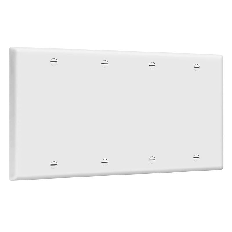 Blank Device Wall Plate Outlet Switch Cover Gloss Plastic Standard Size 4-Gang  Unbreakable Polycarbonate Thermoplastic  8804-W