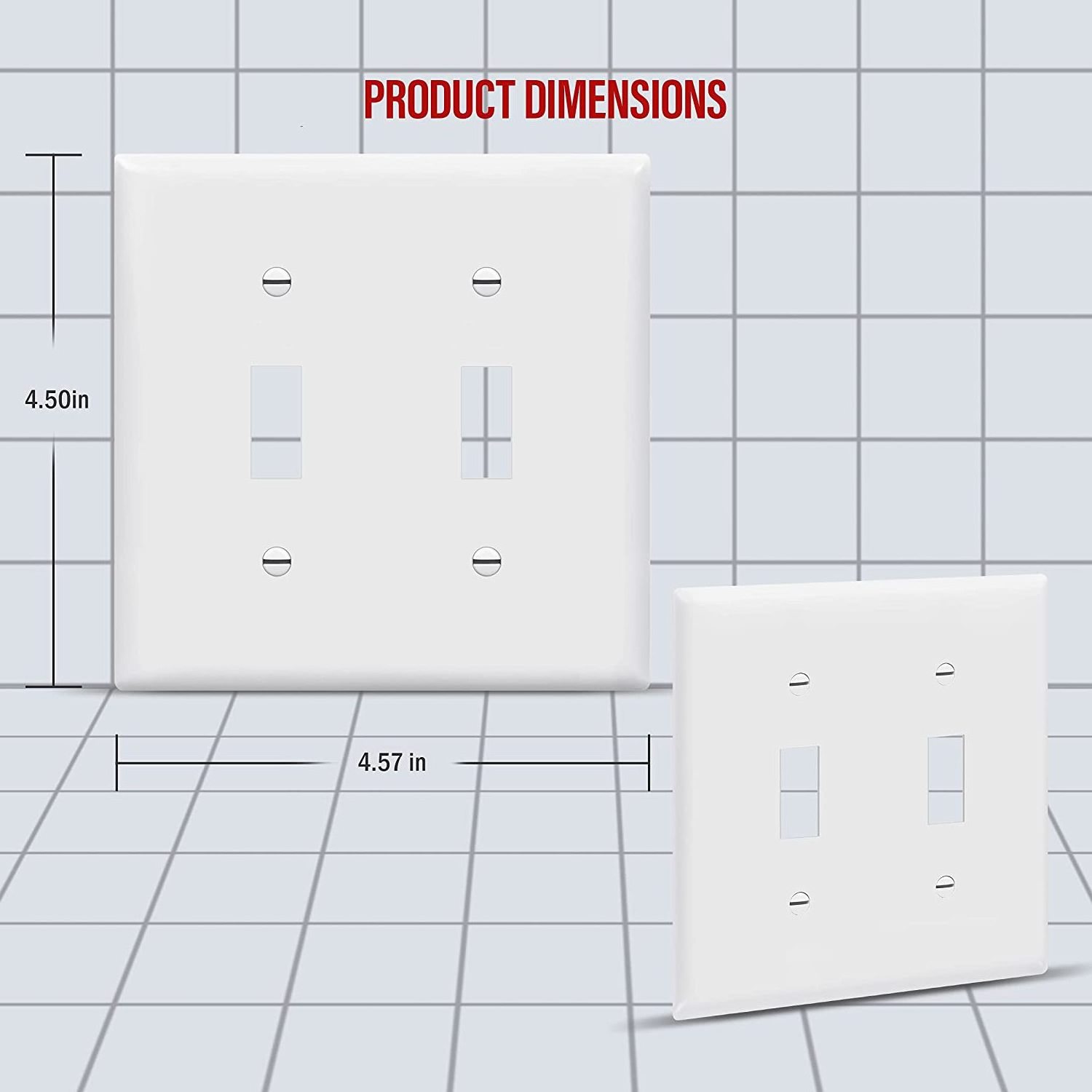 Toggle Light Switch Plastic Wall Plate 2-Gang electrical decorative Unbreakable Polycarbonate outlet Cover 8812-W White