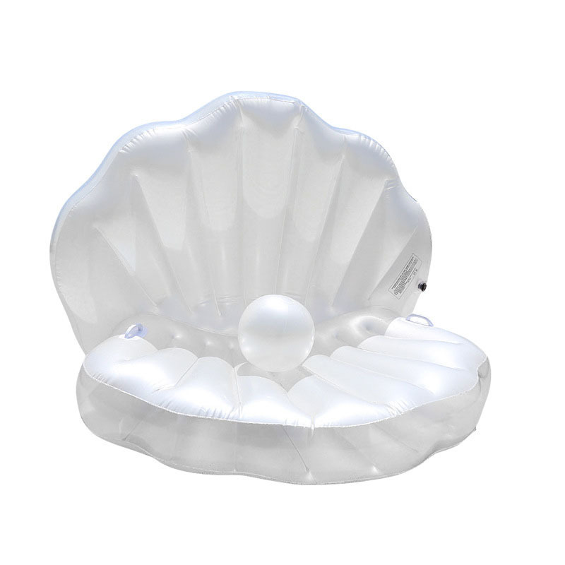 Blow Up Huge Clam Floatie Shell Pool Floating Raft Chair Rideon Inflatable Seashell Floats with Pearl Ball