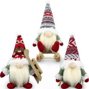 Christmas Gnomes Decorations Mini Gnomes Plush with Sled Handmade Gift Scandinavian Tomte Knomes Nomes Santa Xmas Decor