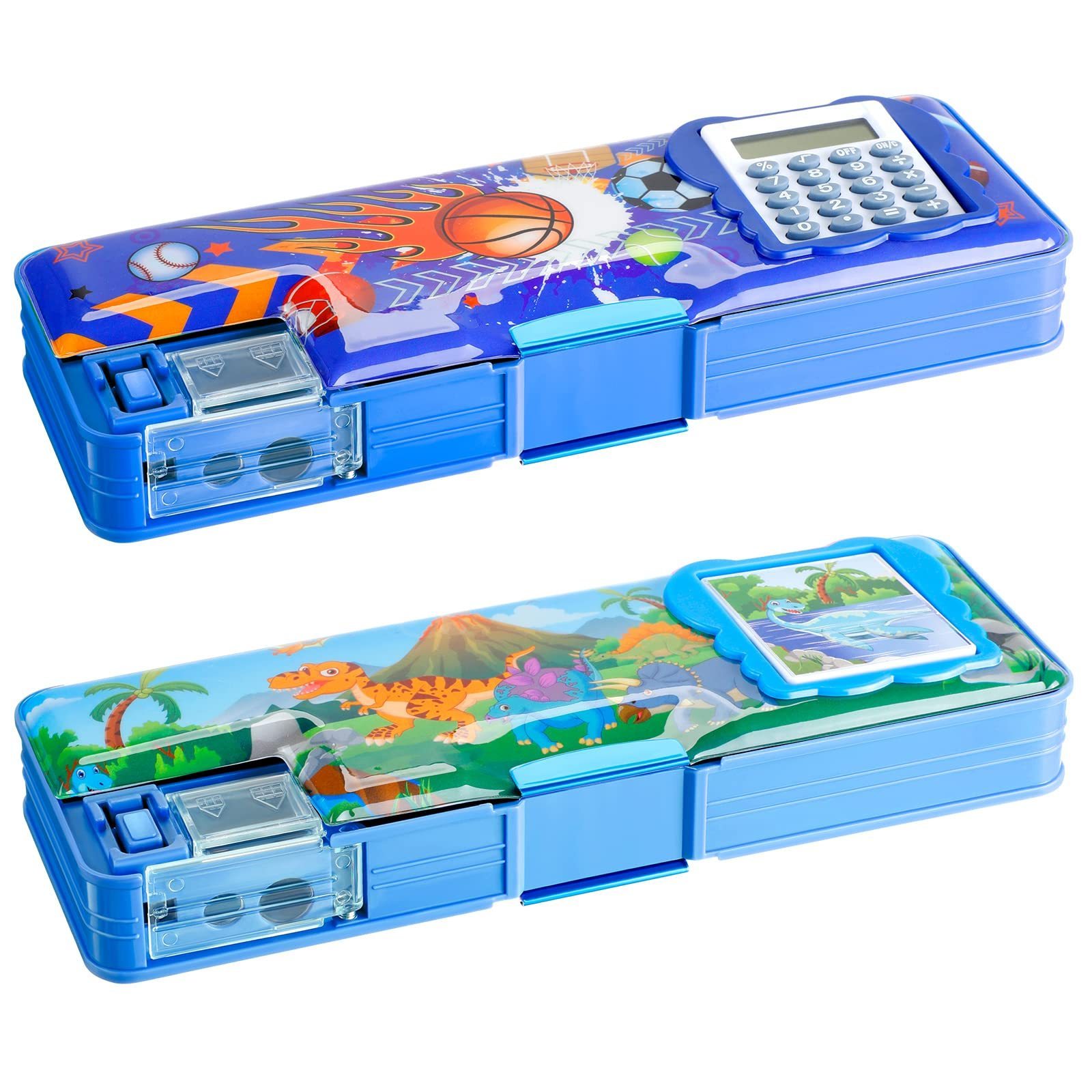 Multifunction Pencil Cases With Calculator Sharpener Box For Boys Plastic Dinosaur Stationery Organizer Box School Gift For Kids