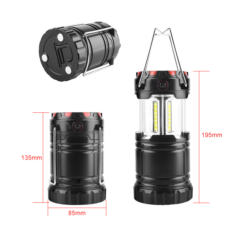 LED Camping Light with Red Emergency Warning Light Camping Lantern With Handle And Magnetic Outdoor Working Light