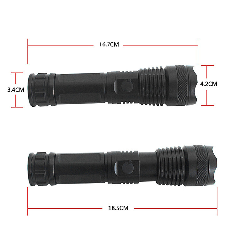 USB Rechargeable Spotlight Strong Light High Lumens P50 Flashlights & Torch Zoomable Tactical Flashlight for Outdoor LED Camping