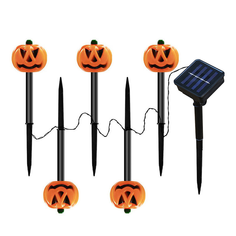 Halloween Decorations Solar Garden String Lights Outdoor Waterproof Halloween Lighted Pumpkin Pathway Stake Lights