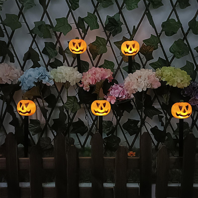 Halloween Decorations Solar Garden String Lights Outdoor Waterproof Halloween Lighted Pumpkin Pathway Stake Lights