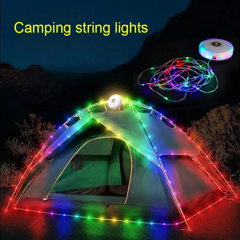 LED Camping String Lights Outdoor Tent Light Garden Decorative Lights Portable Rechargeable Flashlight Waterproof Warm white