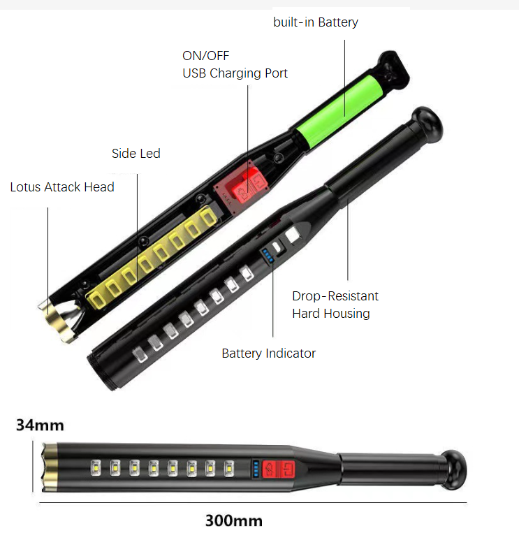 Long Shot Rechargeable Multi-functional Dimming Waterproof Led Flashlight Torch Lamp Work Light for Emergency Hiking Fishing