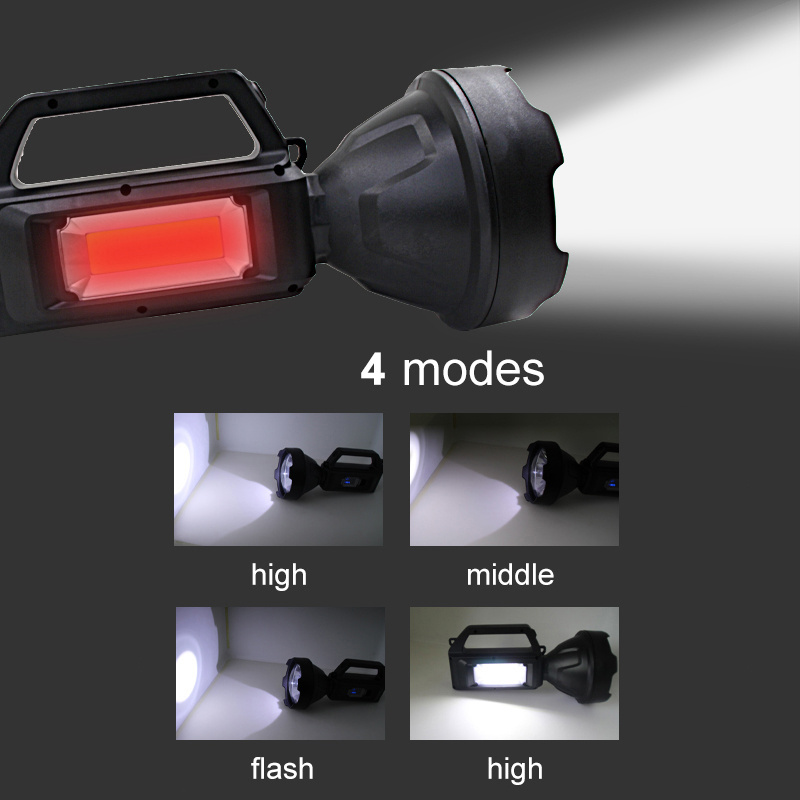 Rechargeable Led Searchlight Handheld Spotlight emergency work light Tactical flashlight with COB lantern