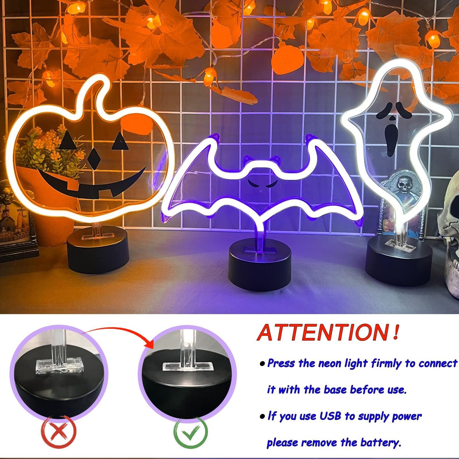 Halloween Pumpkin Neon Sign Led Light Strip Holiday Gifts Battery Operated Cute Neon Light For Indoors Outdoors Decoration