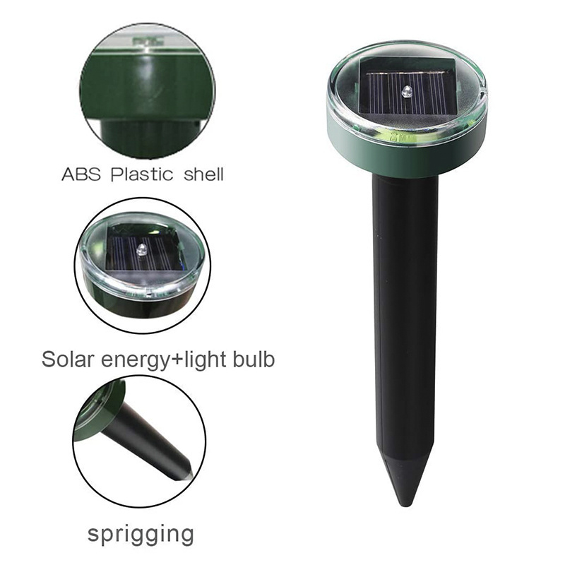 Solar Powered Sonic Mole Repellent, Ultrasonic Pest Repeller 4 pack Groundhog Repeller Snake Rodent Gopher Spikes Chaser Pest