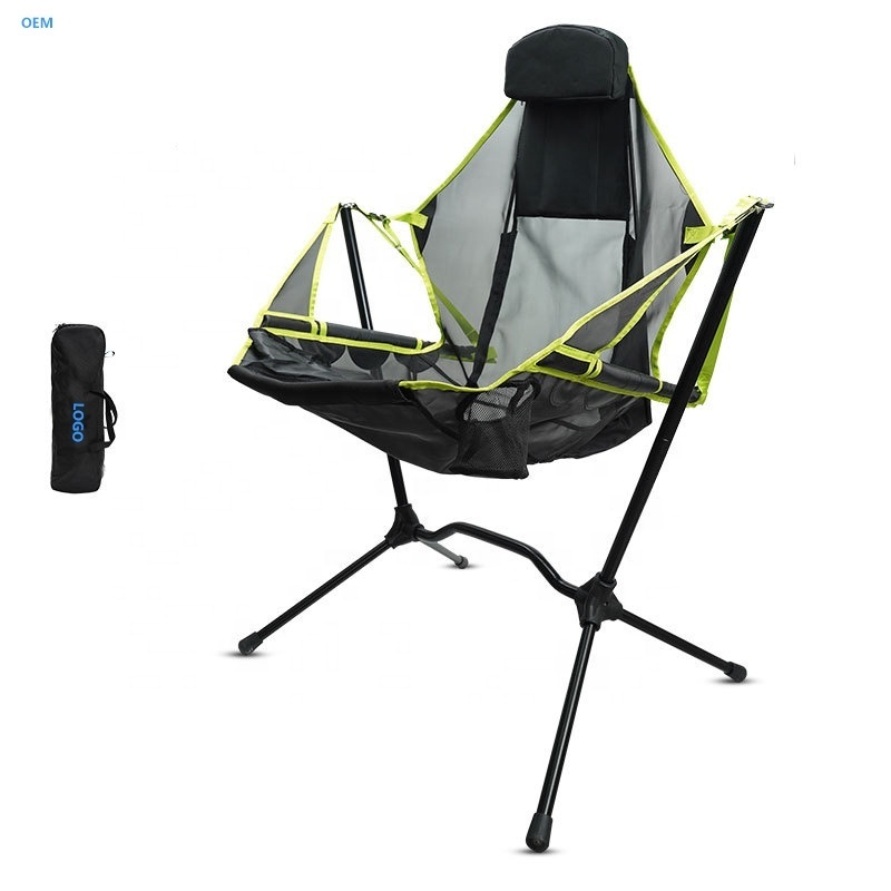 KONO 2023 New Arrival Swing Garden Folding Chair Outdoor  Light Camping Portable Rocking Chair for Fishing And hiking